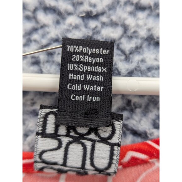 Clara Sun Woo Sharkbite Hem Tunic Top Size LG Floral Lightweight Boho USA Red - Picture 10 of 10